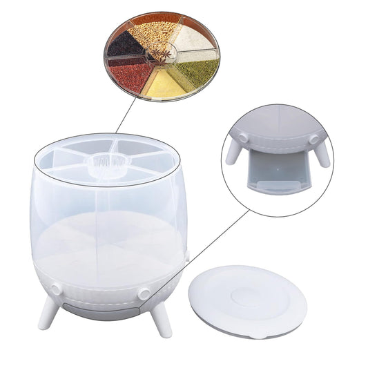 Recipient pentru orez, Naimeed D5316, cu 6 compartimente, Alb