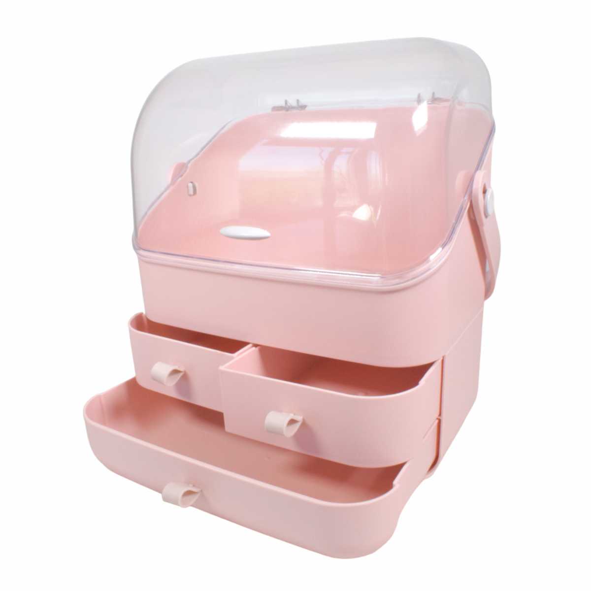 Organizator cosmetice, capac transparent, Naimeed D5320, 18x27x31cm, Roz