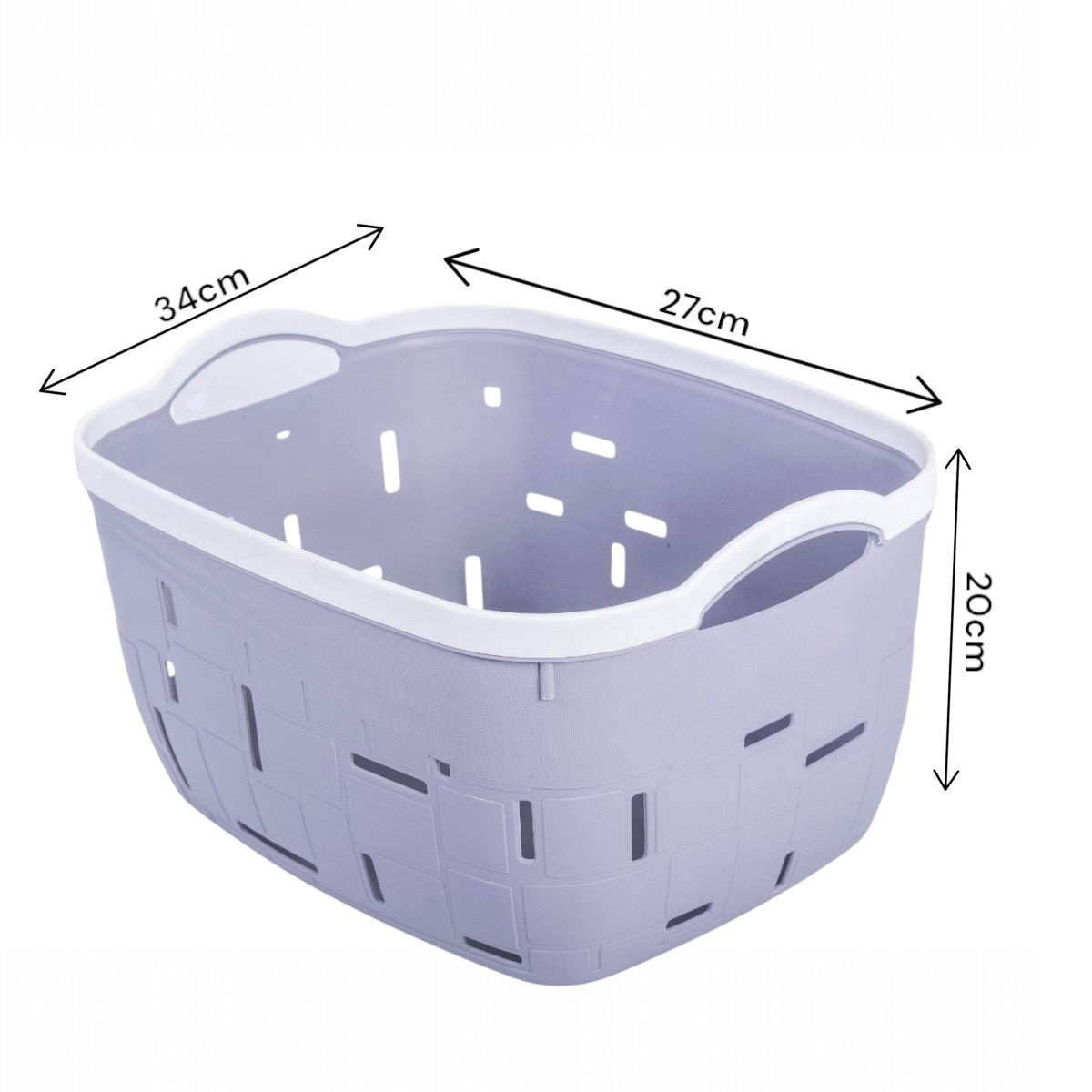 Set 3 cosuri depozitare, Naimeed D5341, D5342, D5343, plastic, 34x27x20 cm, 30x23x16 cm, 26x19x14 cm, Gri