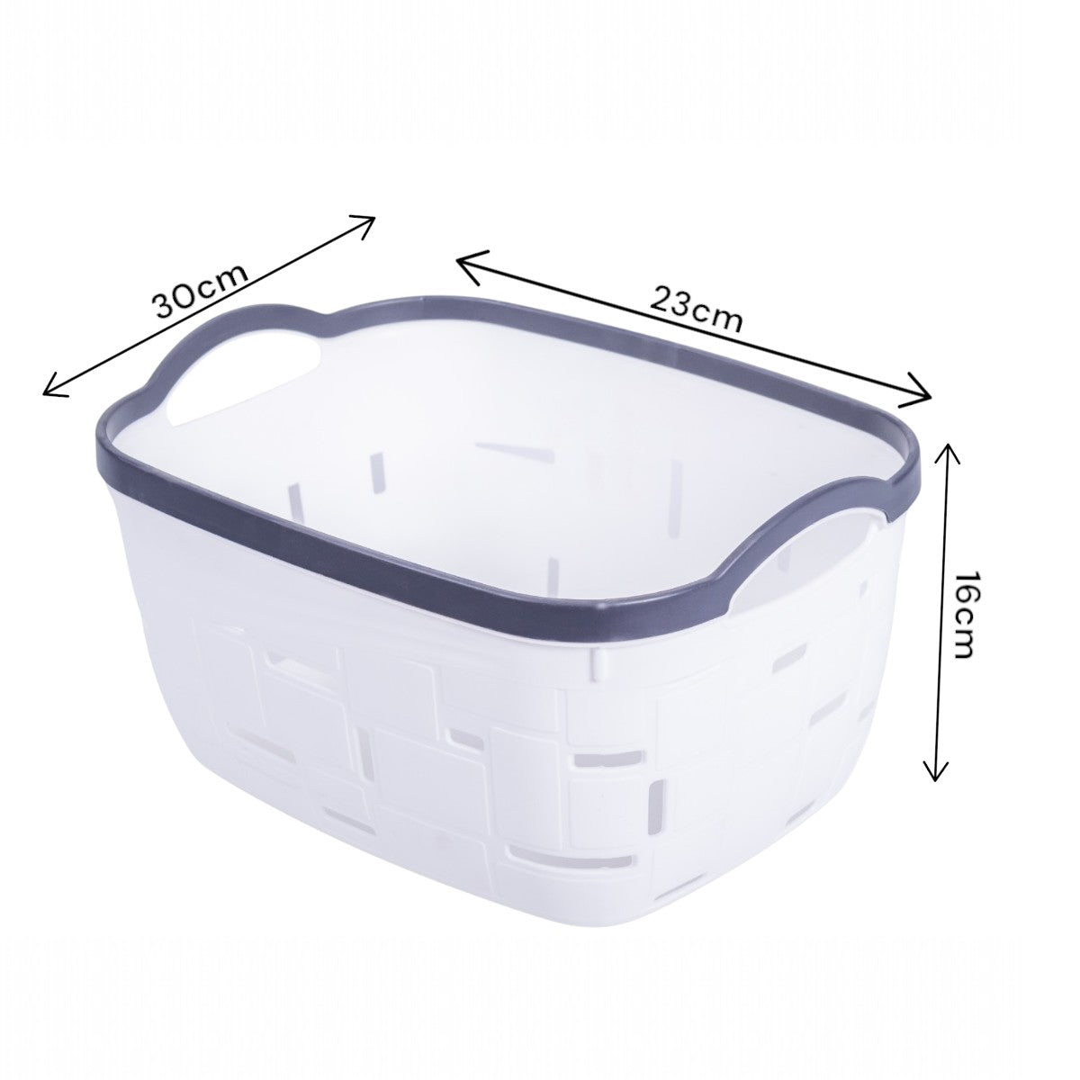 Set 3 cosuri depozitare, Naimeed D5341, D5342, D5343, plastic, 34x27x20 cm, 30x23x16 cm, 26x19x14 cm, Alb
