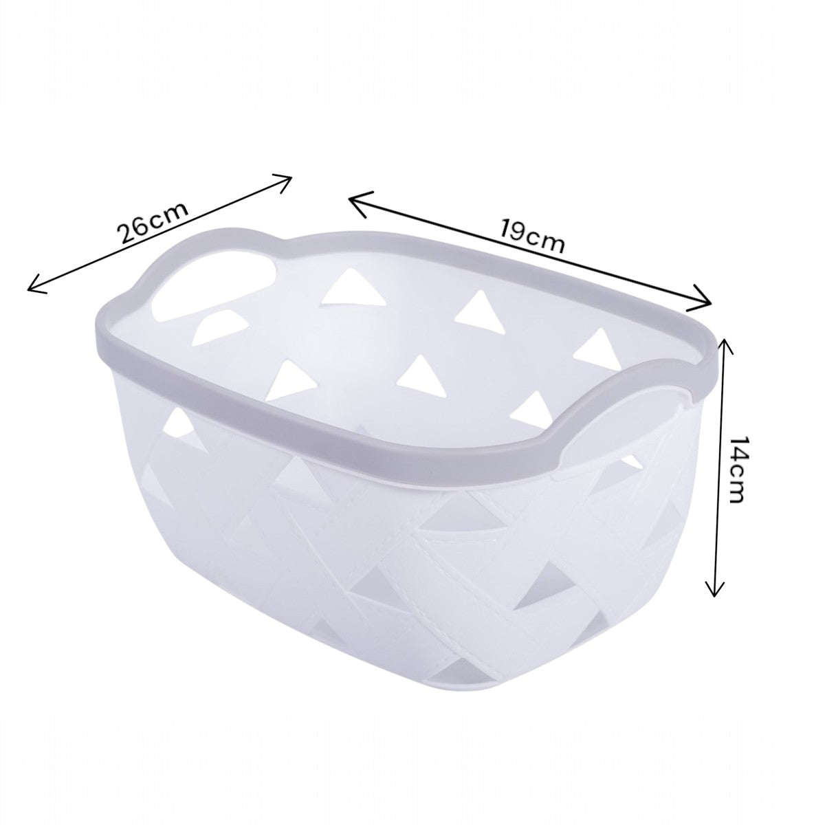Set 3 cosuri depozitare, Naimeed D5341, D5342, D5343, plastic, 34x27x20 cm, 30x23x16 cm, 26x19x14 cm, Alb