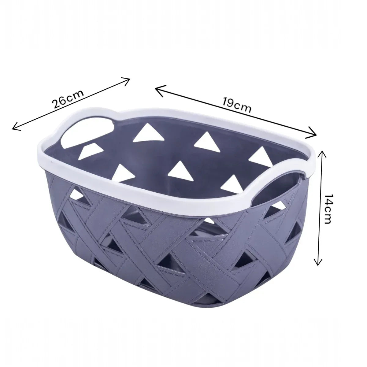 Set 3 cosuri depozitare, Naimeed D5341, D5342, D5343, plastic, 34x27x20 cm, 30x23x16 cm, 26x19x14 cm, Gri inchis - 221.ro