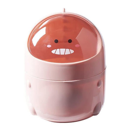 Cos de gunoi, cu capac, model dinozaur, Naimeed D5356, Roz, 14x14x20cm