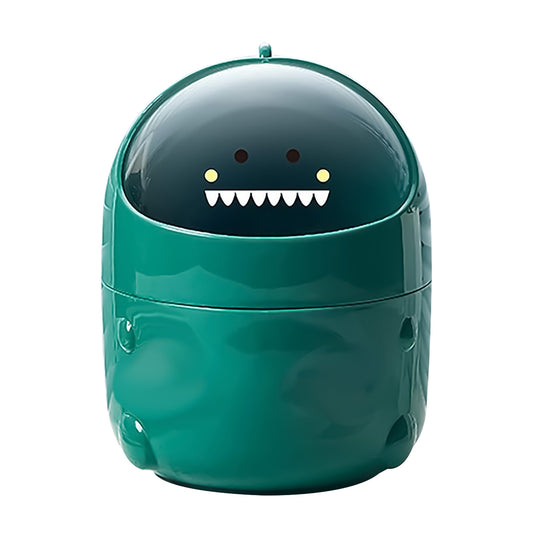 Cos de gunoi, cu capac, model dinozaur, Naimeed D5356, Verde, 14x14x20cm