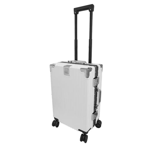 Troler, cabina avion, Naimeed D5392S, Premium Voyage, 4 roti duble 360 grade, ABS, inchidere cifru, Alb, 34x23x55cm - 221.ro