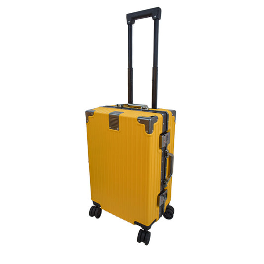 Troler, bagaj de cala, Naimeed D5393L, Premium Voyage, 4 roti duble 360 grade, ABS, inchidere cifru, Galben, 44x29x71cm