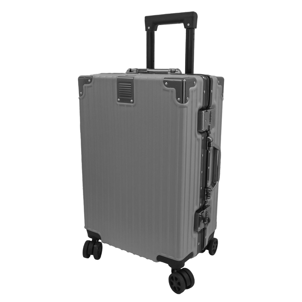 Troler, bagaj de cala, Naimeed D5394L, Premium Voyage, 4 roti duble 360 grade, ABS, inchidere cifru, Gri, 44x29x71cm