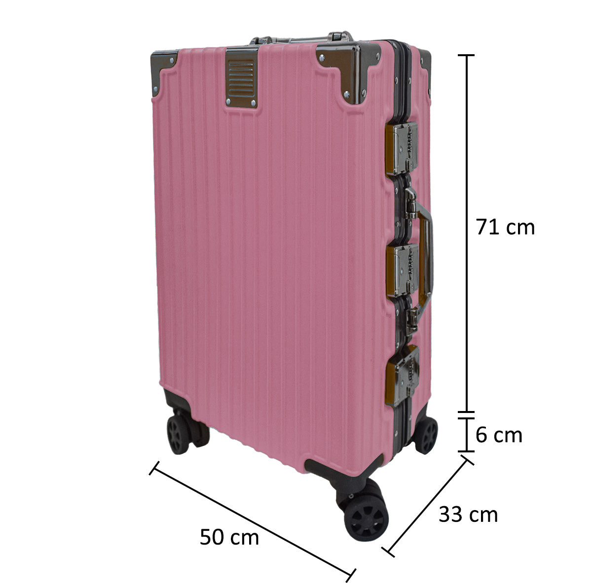 Troler, bagaj de cala, Naimeed D5399L, Premium Voyage, 4 roti duble 360 grade, ABS, inchidere cifru, Roz, 50x33x77cm