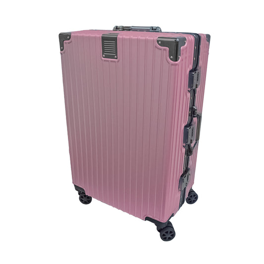 Troler, bagaj de cala, Naimeed D5399M, Premium Voyage, 4 roti duble 360 grade, ABS, inchidere cifru, Roz, 42x28x68cm