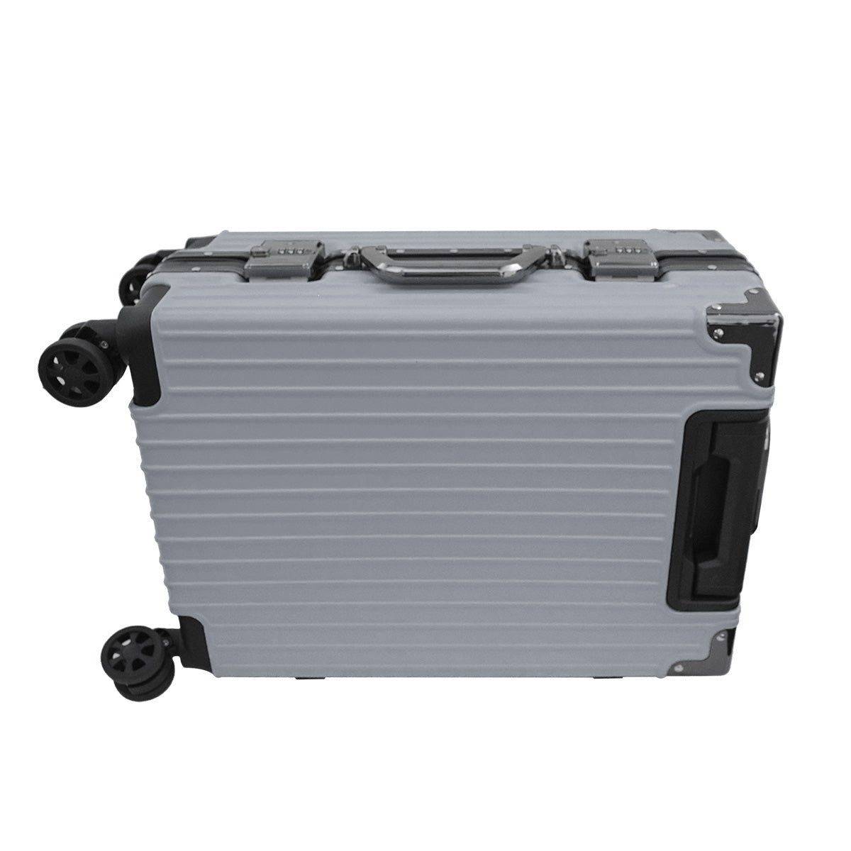 Troler, bagaj de cala, Naimeed D5400L, Premium Voyage, 4 roti duble 360 grade, ABS, inchidere cifru, Argintiu, 50x33x77cm