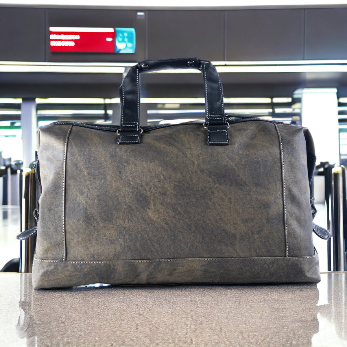 Geanta voiaj, pentru avion, piele ecologica, Naimeed D5406, Companion, Verde militar, 45x20x30cm