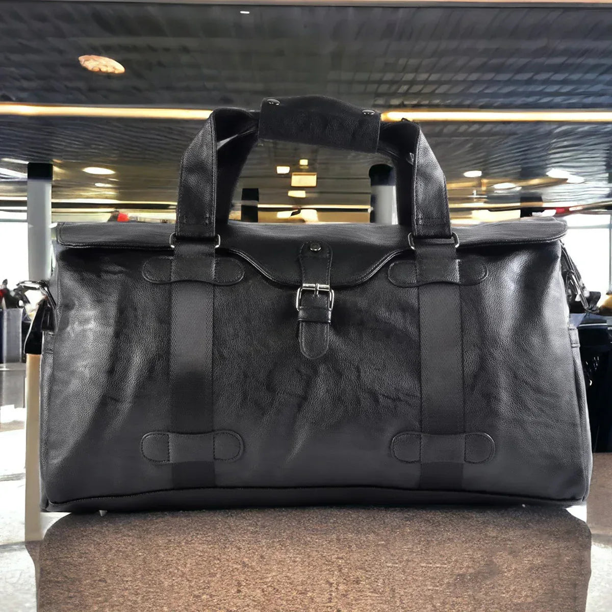 Geanta voiaj, pentru avion, piele ecologica, Naimeed D5415, Companion, Negru, 48x20x23cm - 221.ro