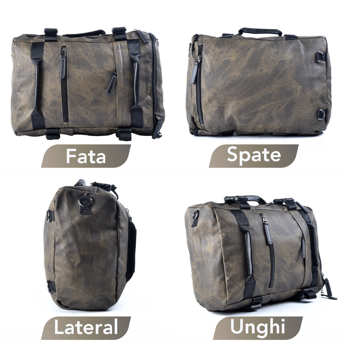 Geanta voiaj, pentru avion, piele ecologica, Naimeed D5421, Companion, Verde militar, 45x15x30cm