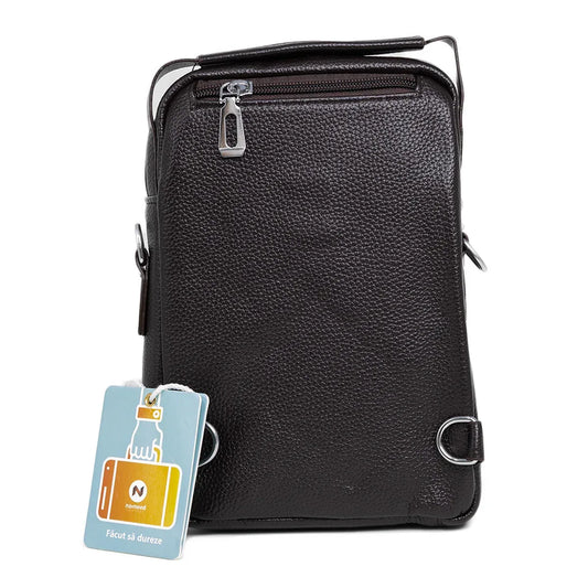 Borseta barbati, de umar, piele ecologica, Naimeed D5433, Companion, Maro inchis, 17x8x23cm - 221.ro