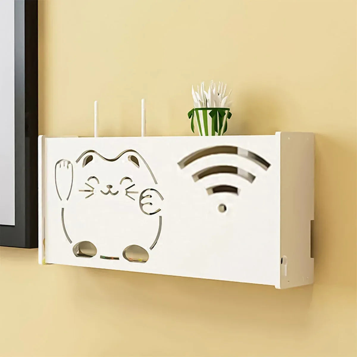 Raft suport Router Wireless, pentru mascare fire si echipament WIFI, D5540, 40*20*9.5cm - 221.ro