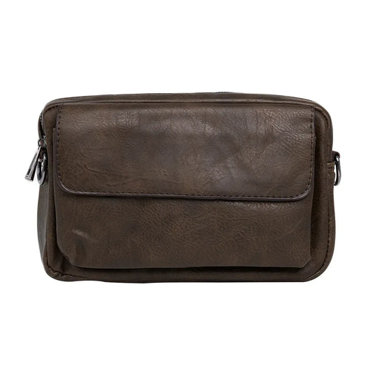 Borseta barbati, de umar, piele ecologica, Naimeed D5444, Companion, Maro inchis, 15x6x23cm - 221.ro