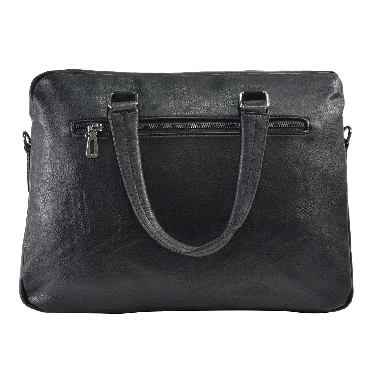 Servieta barbati, piele ecologica, Naimeed D5448, Companion, Negru, 39x7x30cm - 221.ro