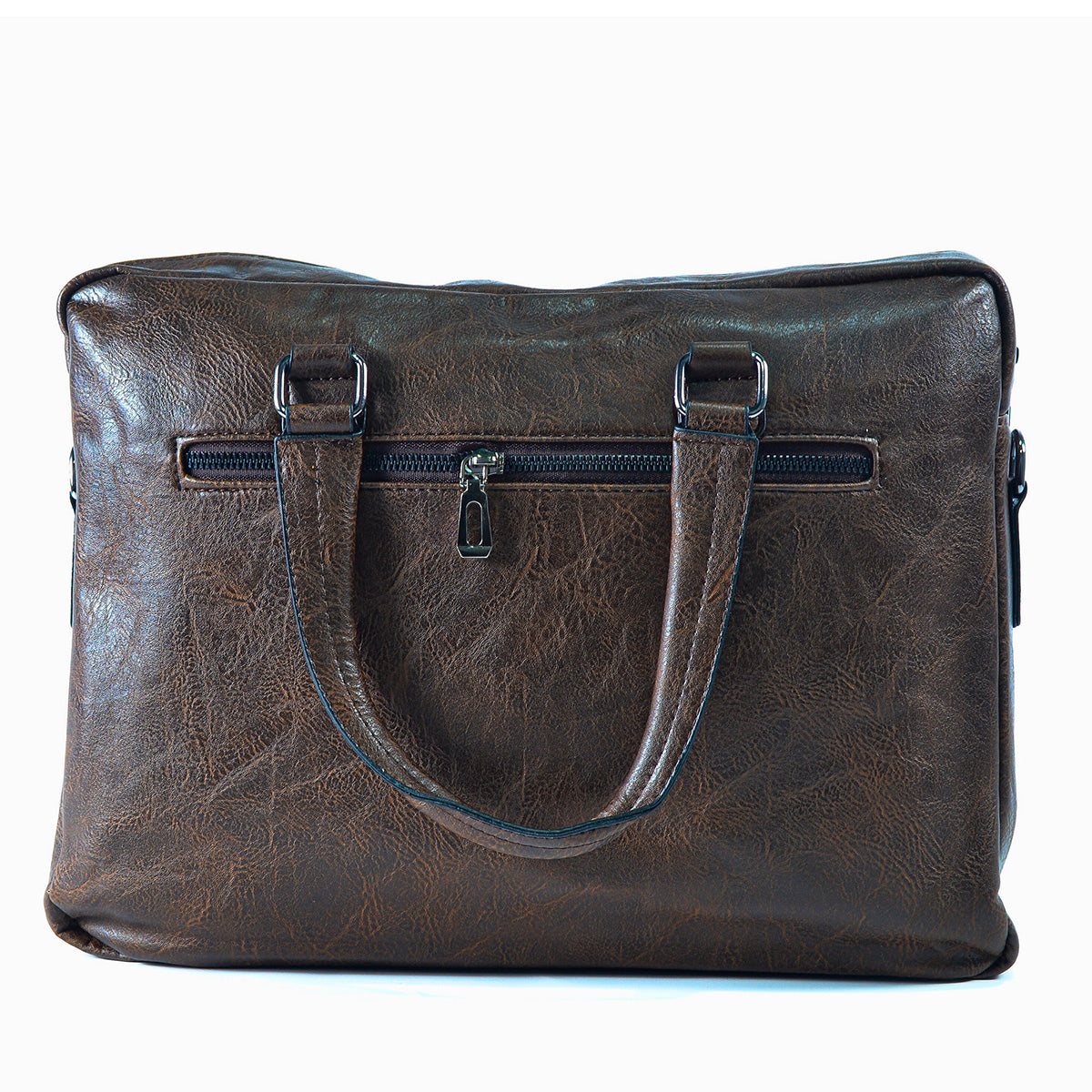 Servieta barbati, piele ecologica, Naimeed D5454, Companion, Maro inchis, 39x7x30cm
