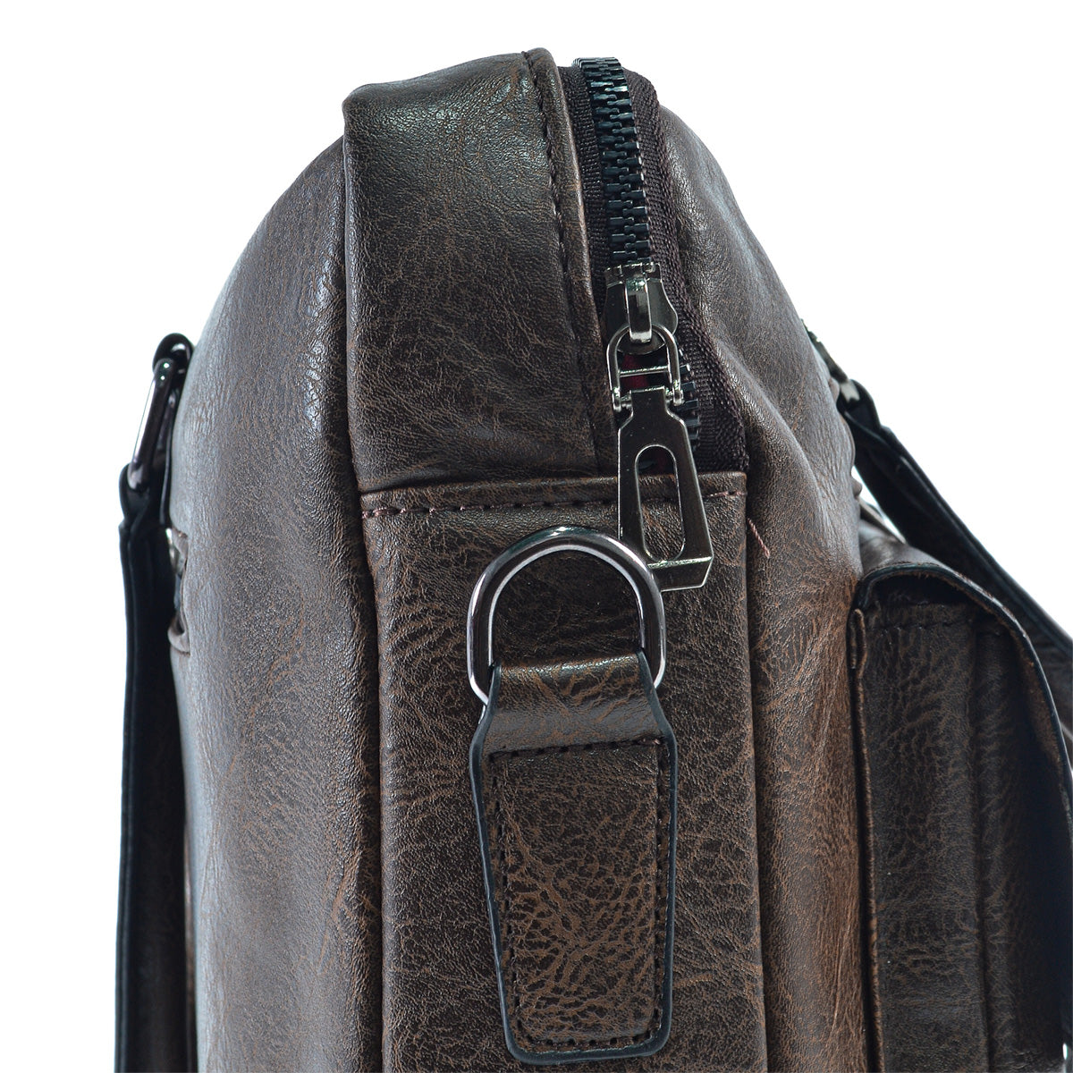 Servieta barbati, piele ecologica, Naimeed D5454, Companion, Maro inchis, 39x7x30cm