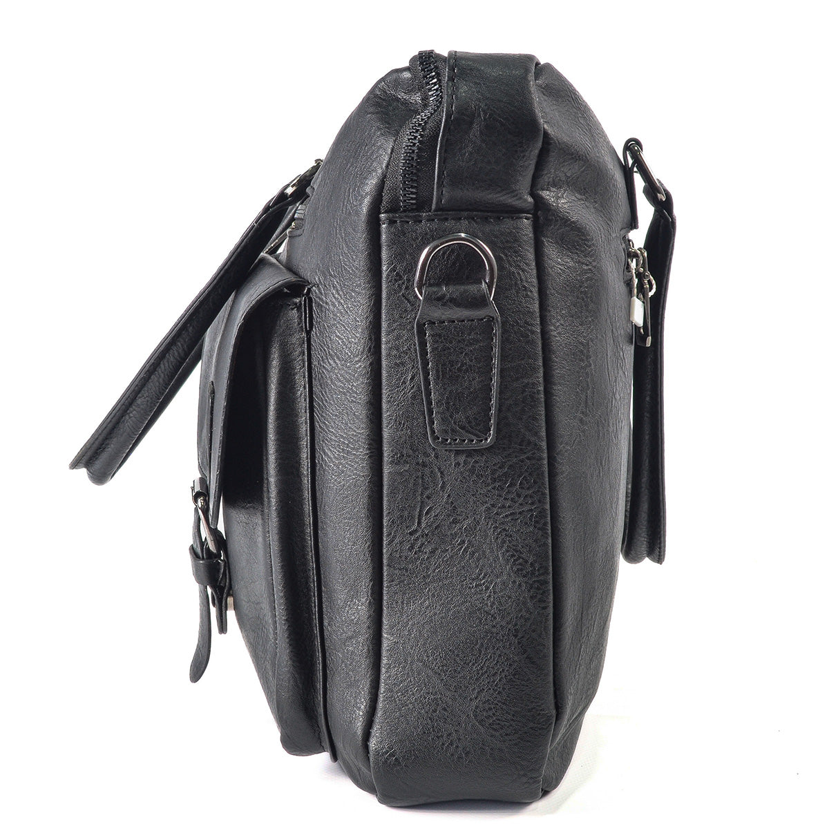 Servieta barbati, piele ecologica, Naimeed D5453, Companion, Negru, 39x7x30cm