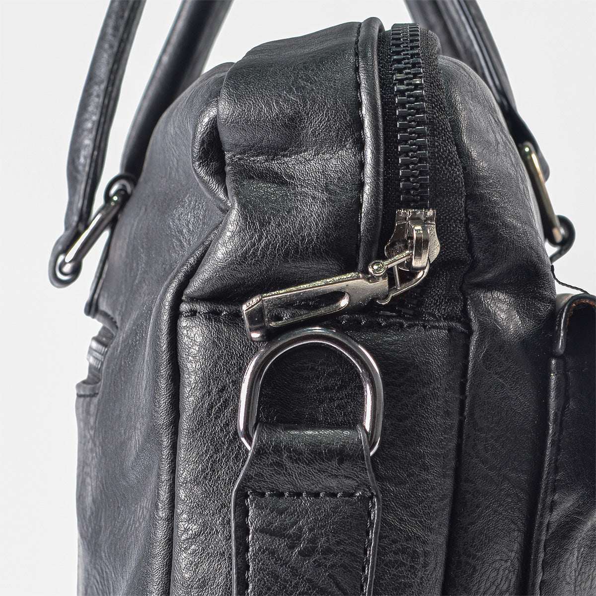 Servieta barbati, piele ecologica, Naimeed D5453, Companion, Negru, 39x7x30cm