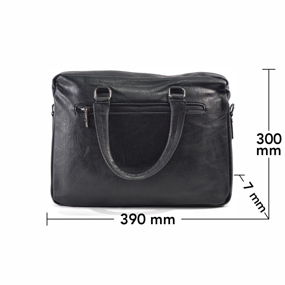 Servieta barbati, piele ecologica, Naimeed D5453, Companion, Negru, 39x7x30cm
