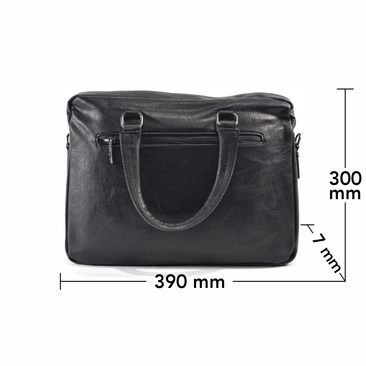 Servieta barbati, piele ecologica, Naimeed D5453, Companion, Negru, 39x7x30cm - 221.ro