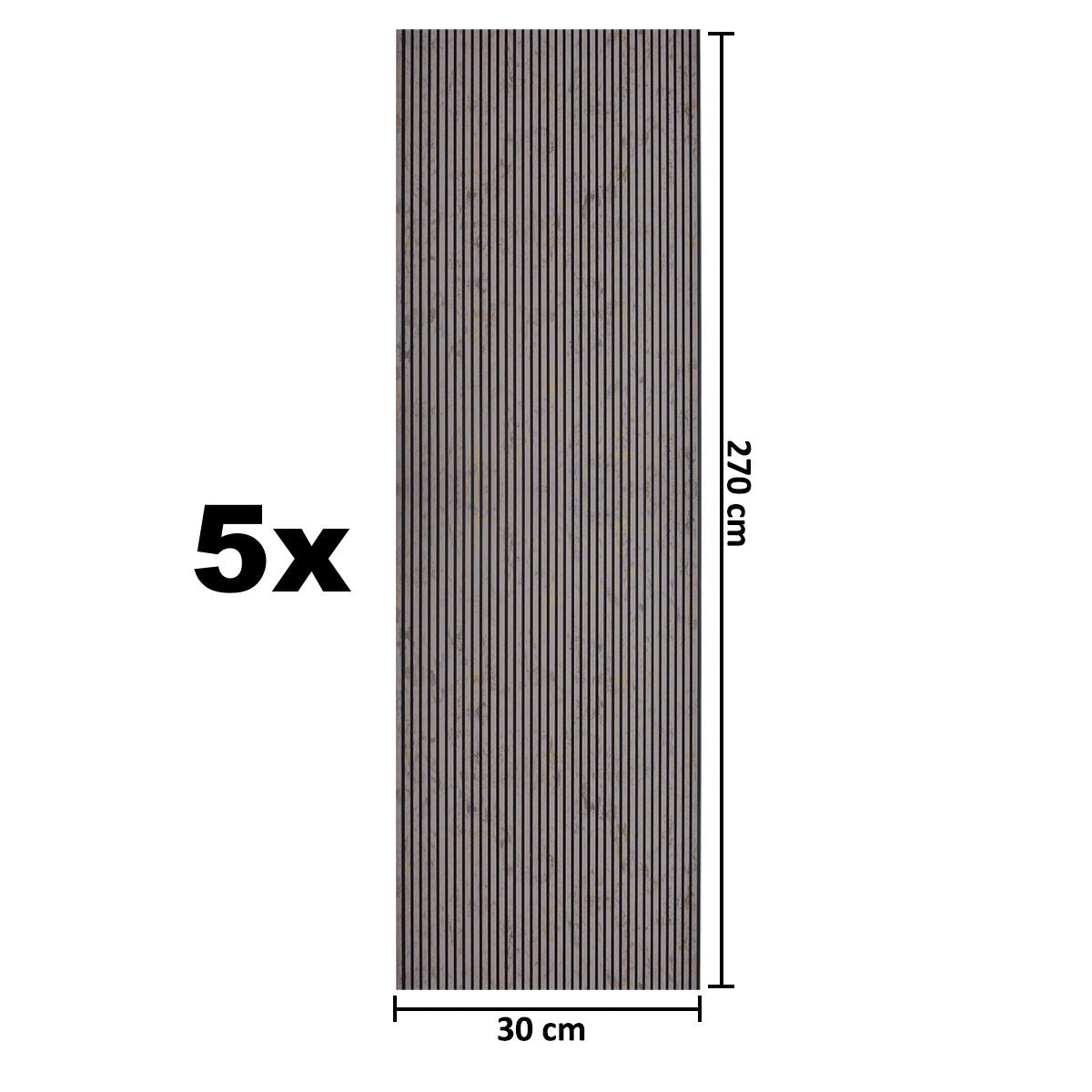 Set 5 panouri decorative, riflaj, polimer rigid, Naimeed D5462, 270x30x0.5cm, Crem