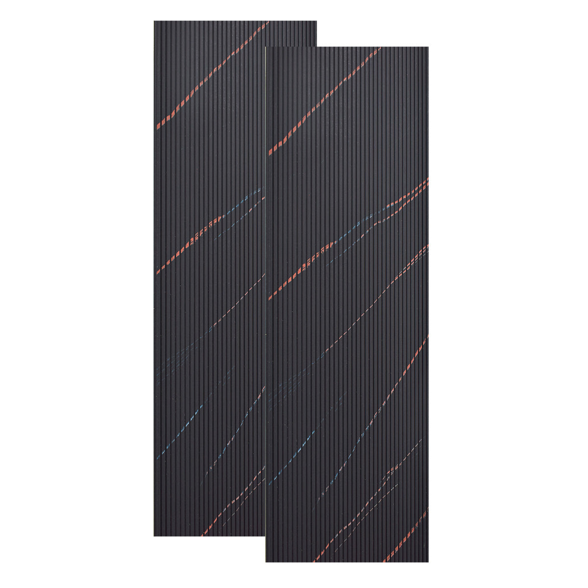 Set 2 panouri decorative, riflaj, polimer rigid, Naimeed D5464, 270x30x0.5cm, Negru