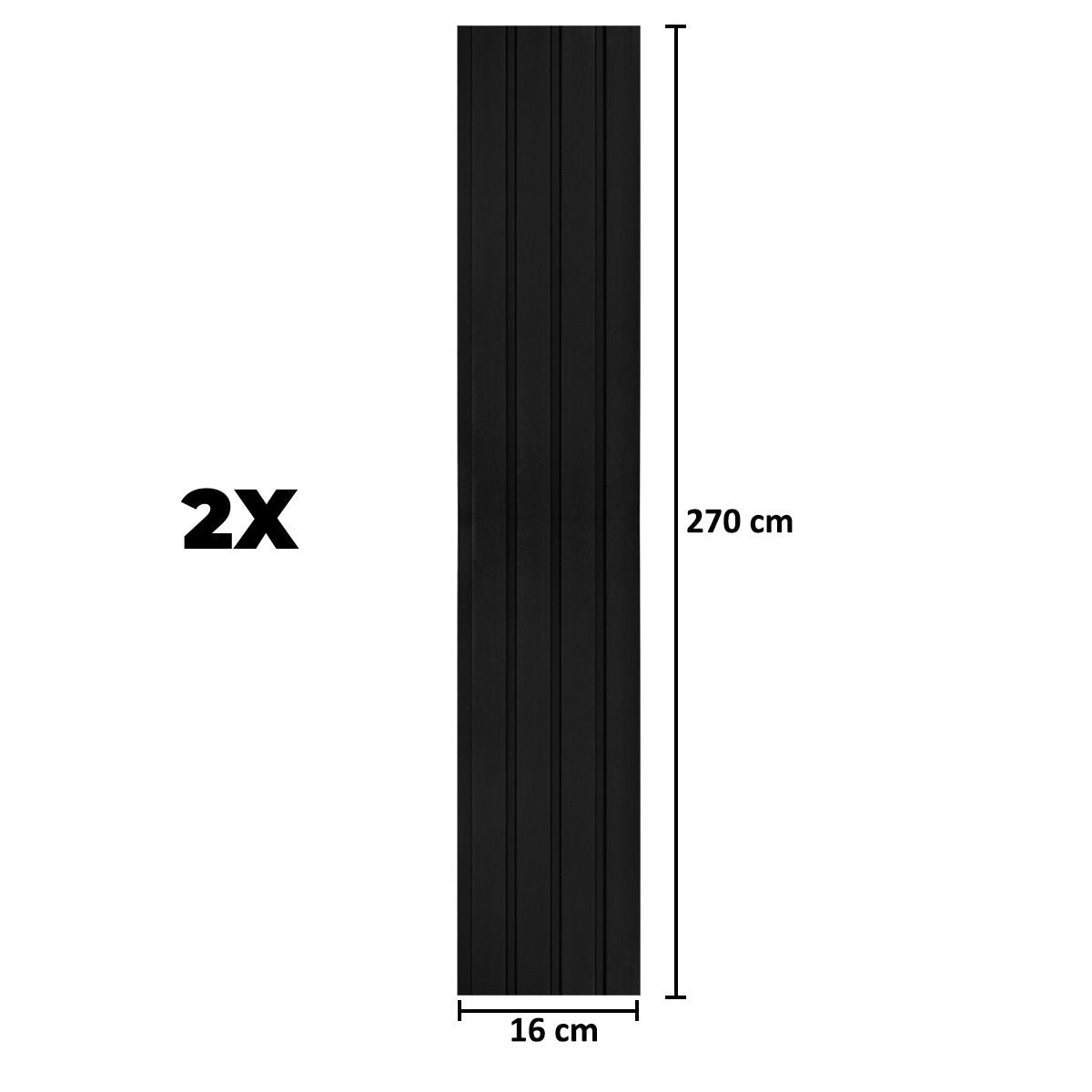 Set 2 panouri decorative, riflaj, polimer rigid, Naimeed D5470, 270x16x1cm, Negru