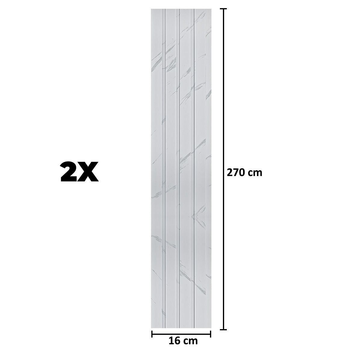 Set 2 panouri decorative, riflaj, polimer rigid, Naimeed D5471, 270x16x1cm, Alb