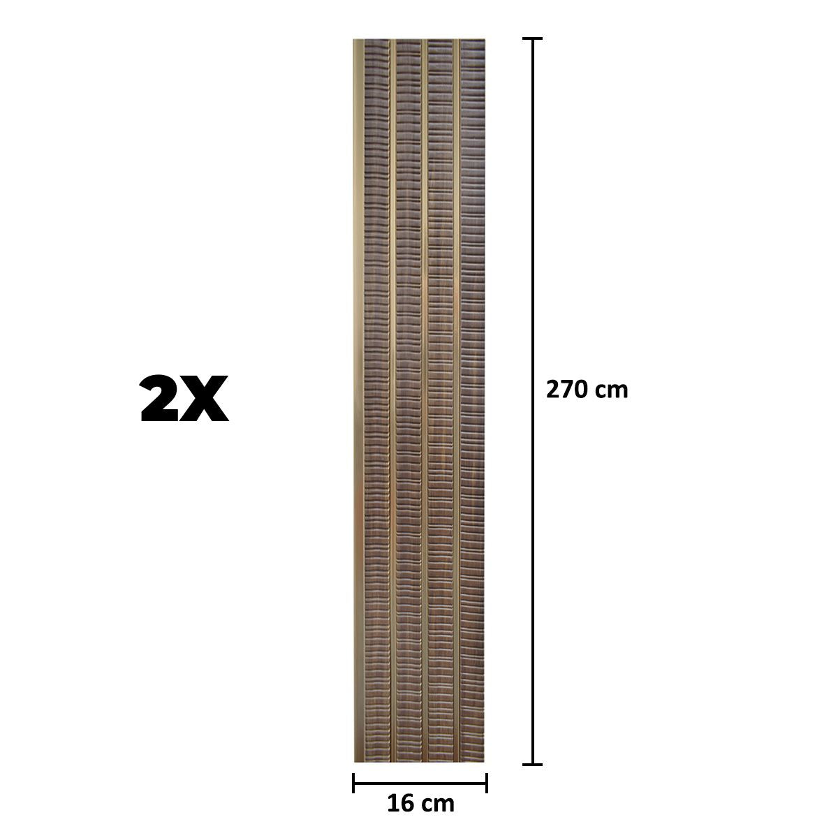 Set 2 panouri decorative, riflaj, polimer rigid, Naimeed D5473, 270x16x1cm, Maro/Auriu