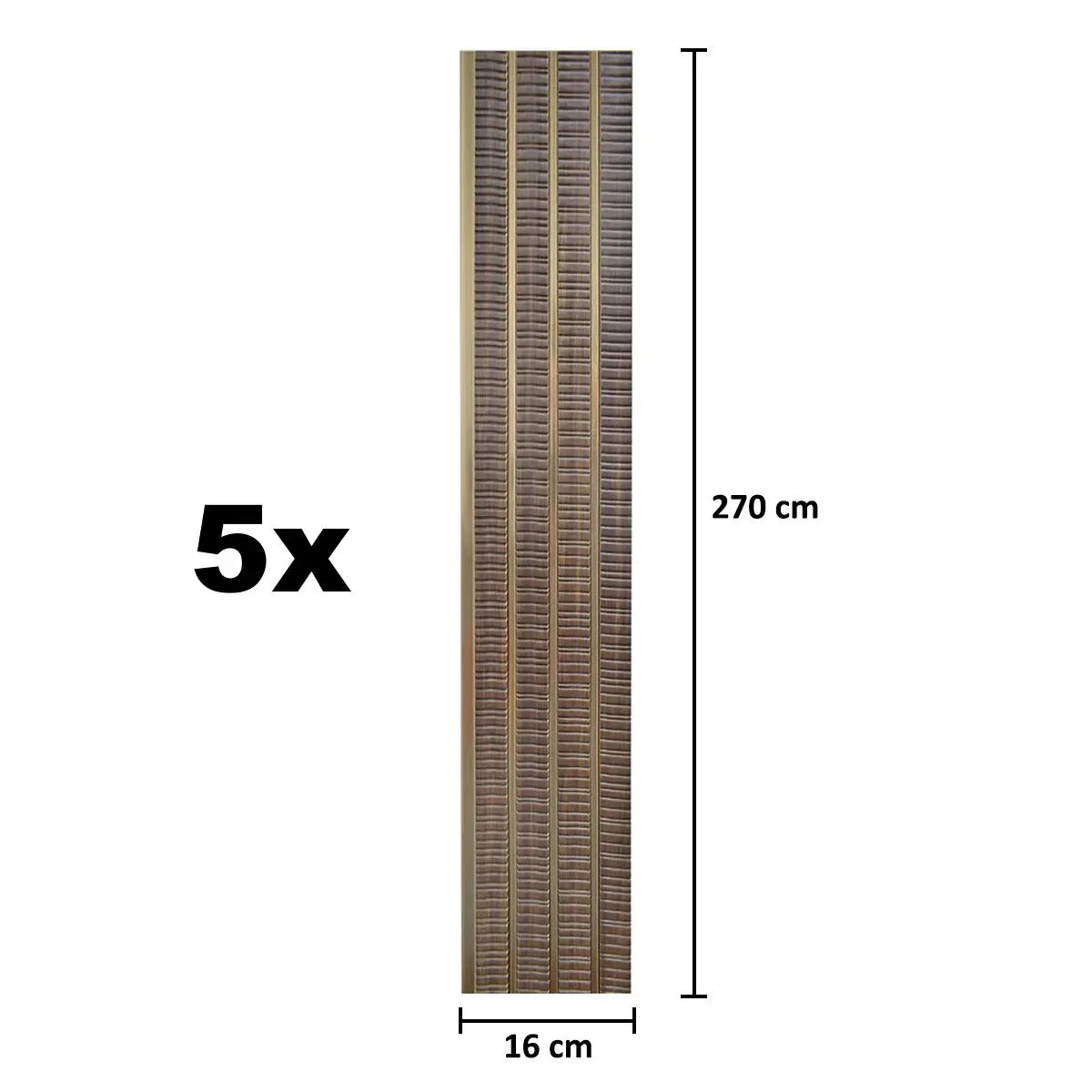 Set 5 panouri decorative, riflaj, polimer rigid, Naimeed D5473, 270x16x1cm, Maro/Auriu - 221.ro
