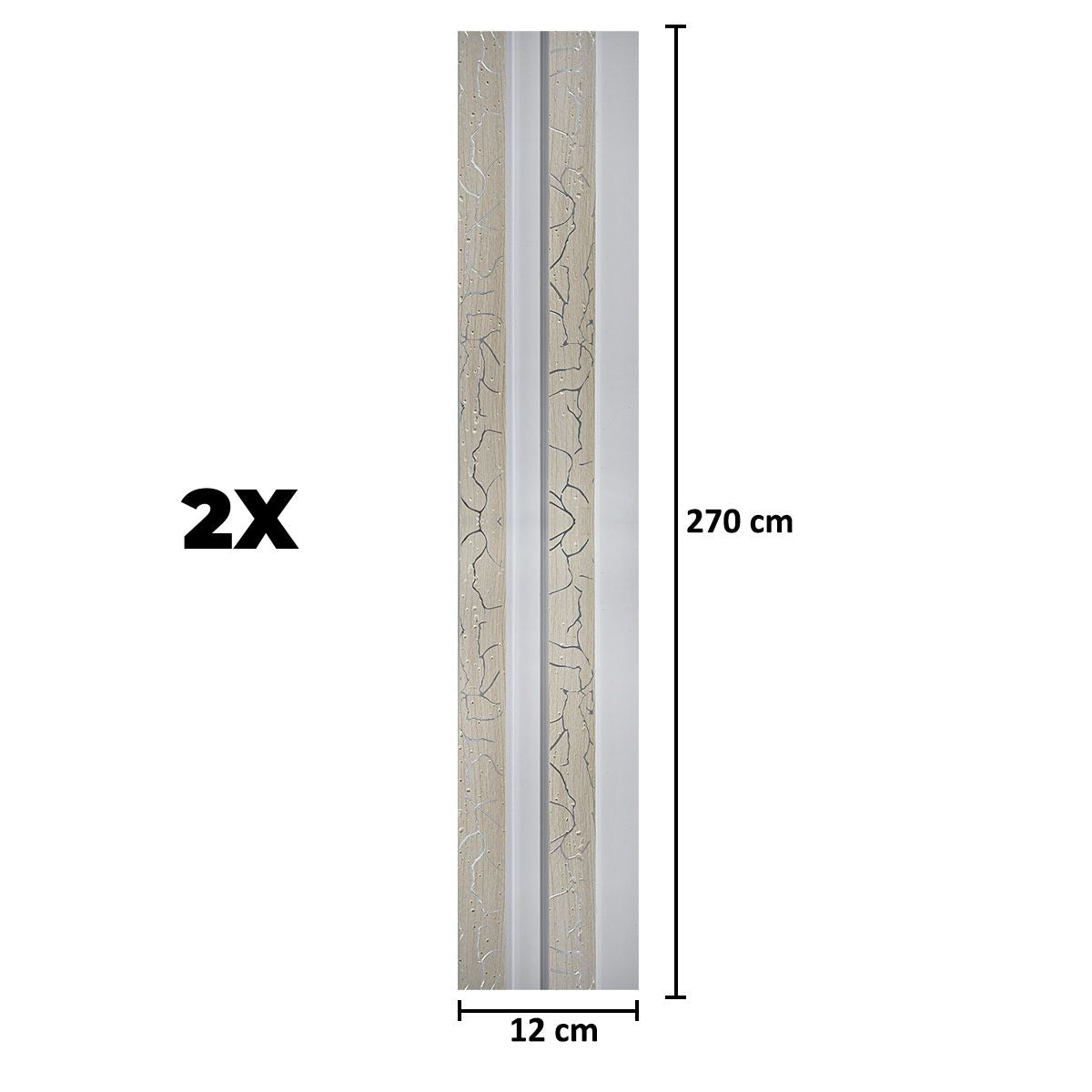 Set 2 panouri decorative, riflaj, polimer rigid, Naimeed D5474, 270x12x2cm, Alb
