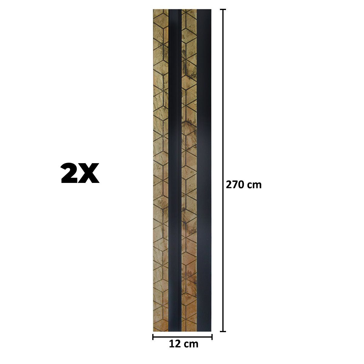 Set 2 panouri decorative, riflaj, polimer rigid, Naimeed D5475, 270x12x2cm, Negru/Auriu
