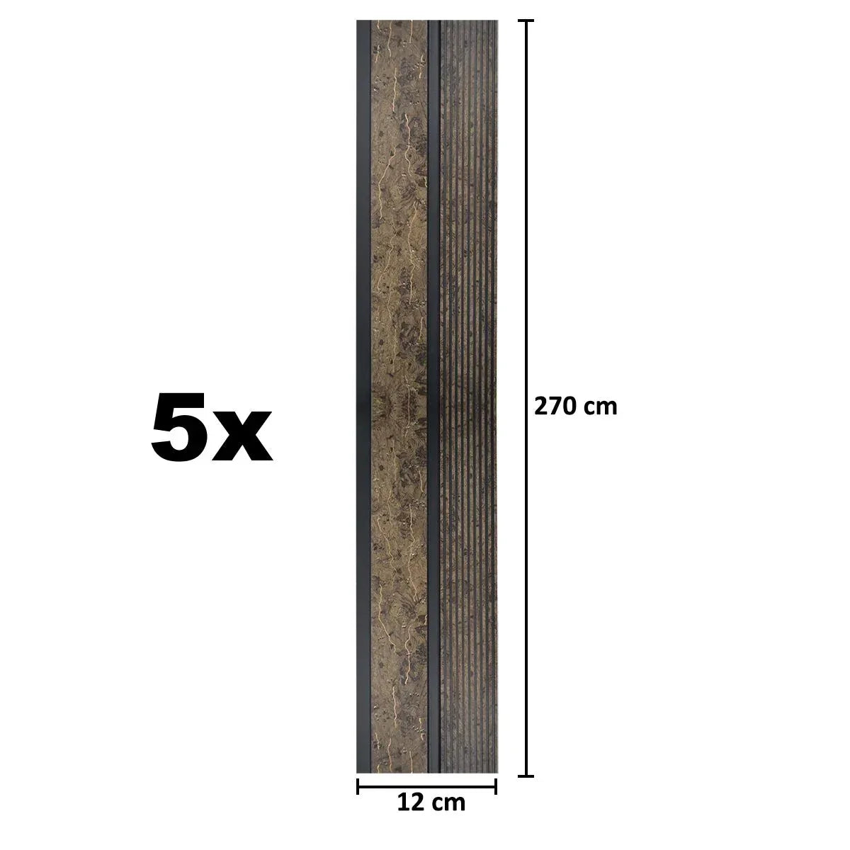 Set 5 panouri decorative, riflaj, polimer rigid, Naimeed D5484, 270x12x1cm, Maro - 221.ro