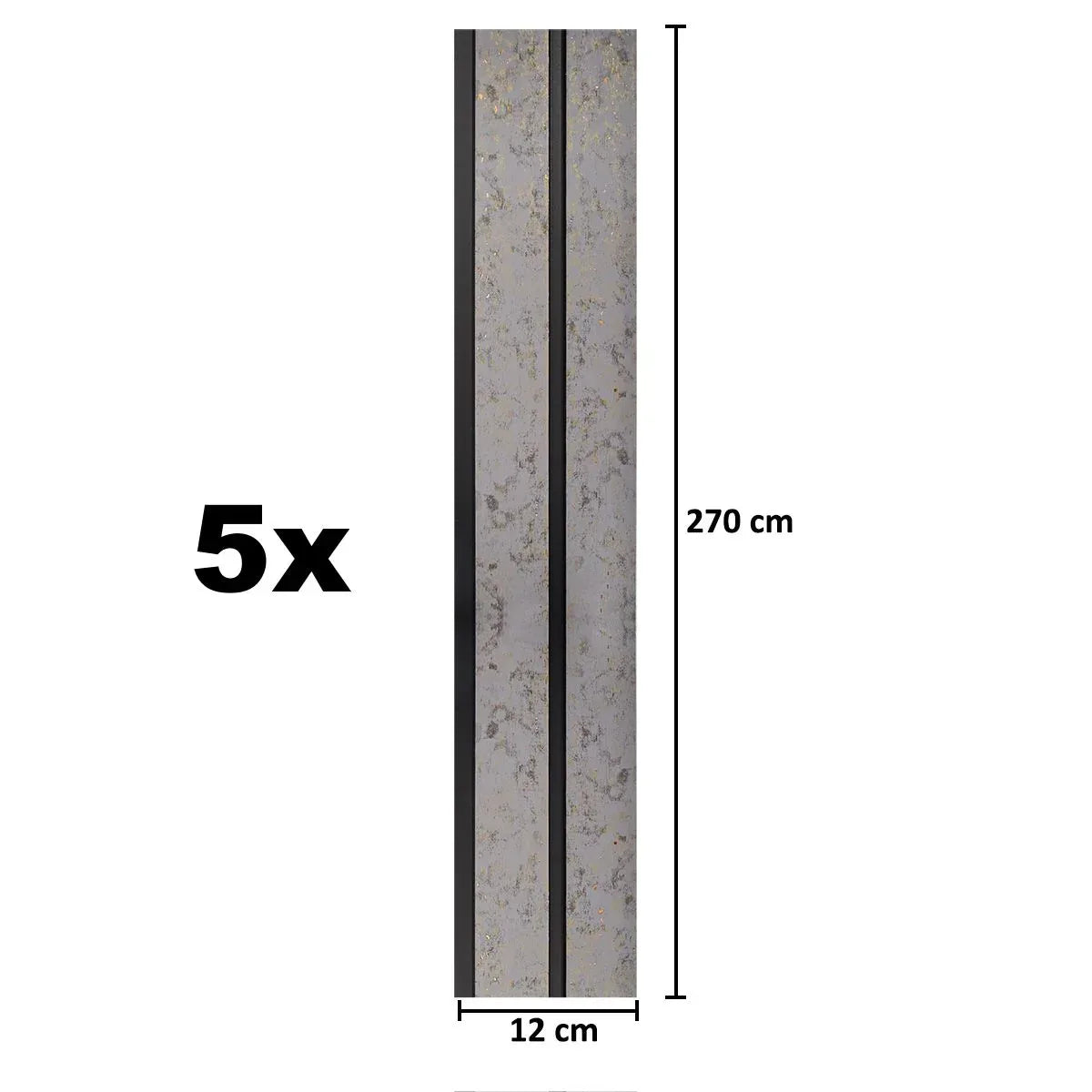 Set 5 panouri decorative, riflaj, polimer rigid, Naimeed D5487, 270x12x1cm, Crem - 221.ro