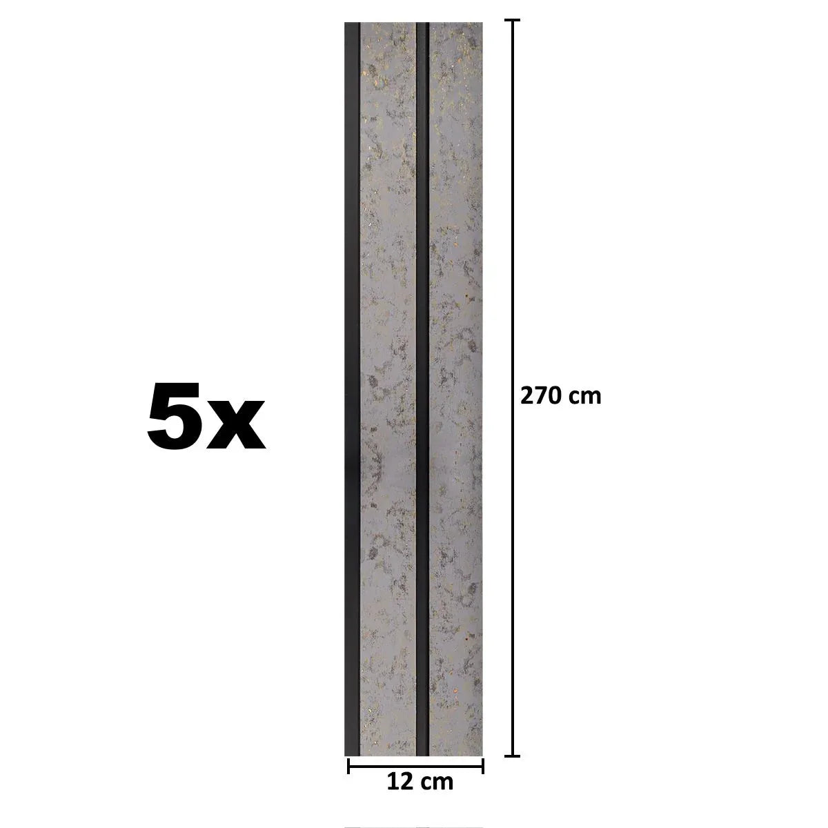 Set 5 panouri decorative, riflaj, polimer rigid, Naimeed D5487, 270x12x1cm, Crem - 221.ro