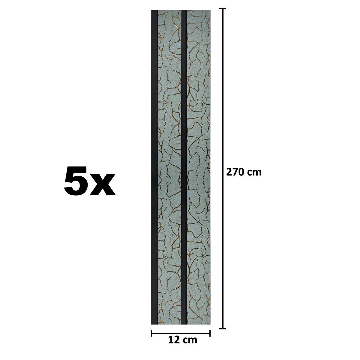 Set 5 panouri decorative, riflaj, polimer rigid, Naimeed D5488, 270x12x1cm, Turcoaz - 221.ro