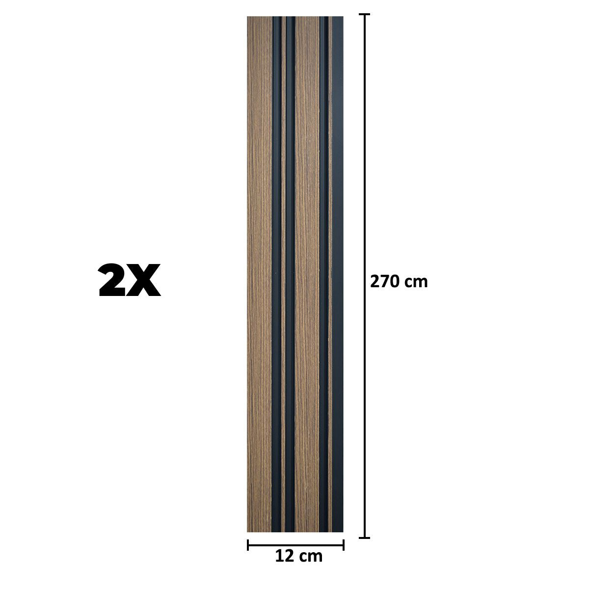 Set 2 panouri decorative, riflaj, polimer rigid, Naimeed D5489, 270x12x1cm, Maro