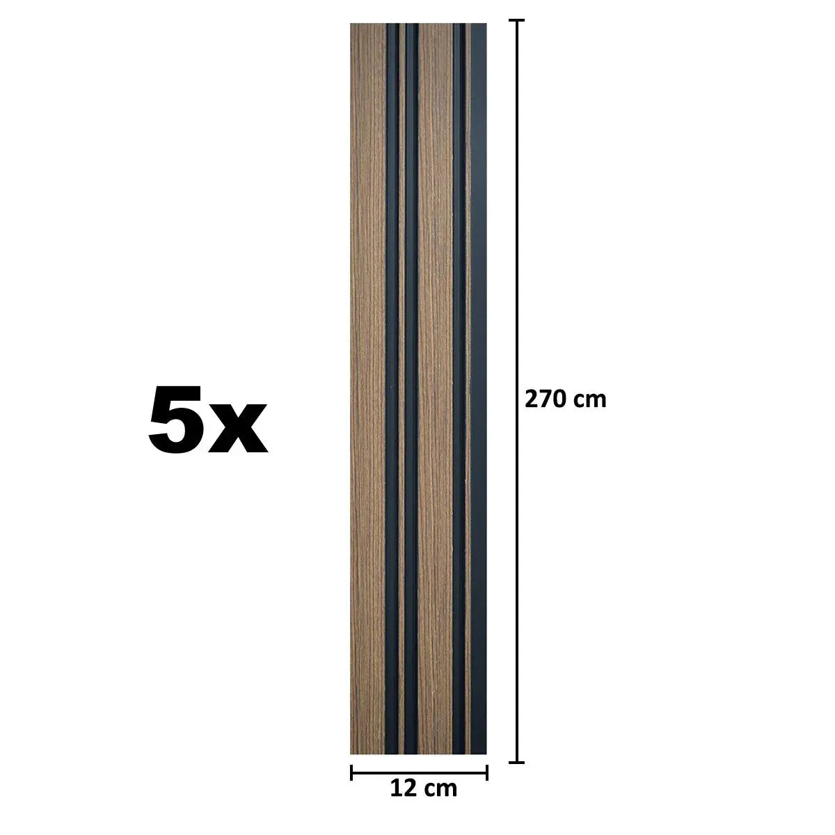 Set 5 panouri decorative, riflaj, polimer rigid, Naimeed D5489, 270x12x1cm, Maro - 221.ro