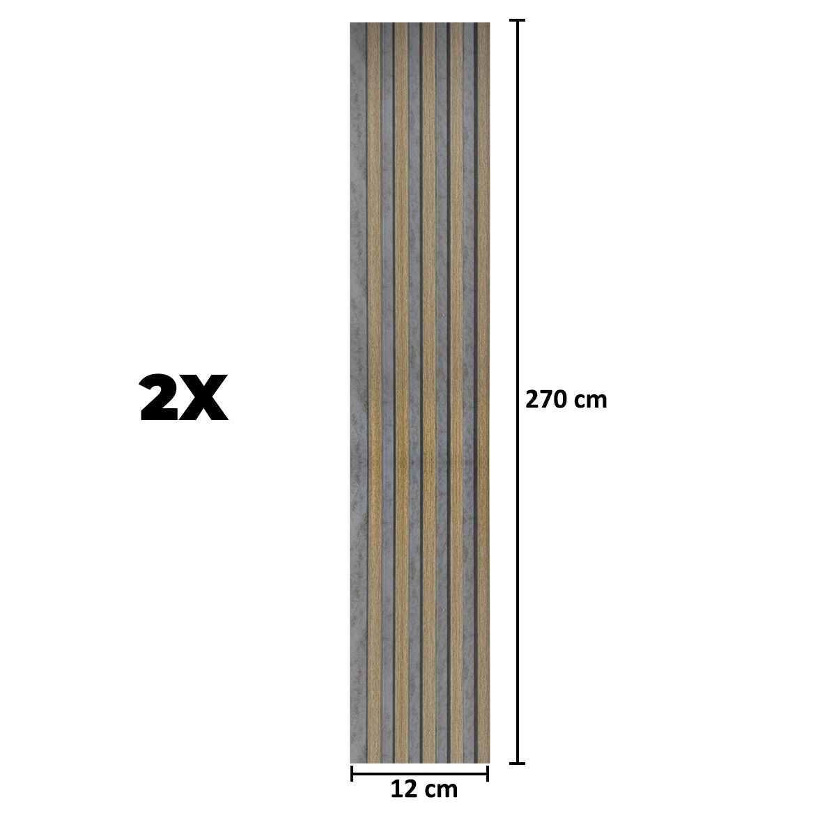 Set 2 panouri decorative, riflaj, polimer rigid, Naimeed D5495, 270x12x1cm, Gri/Maro