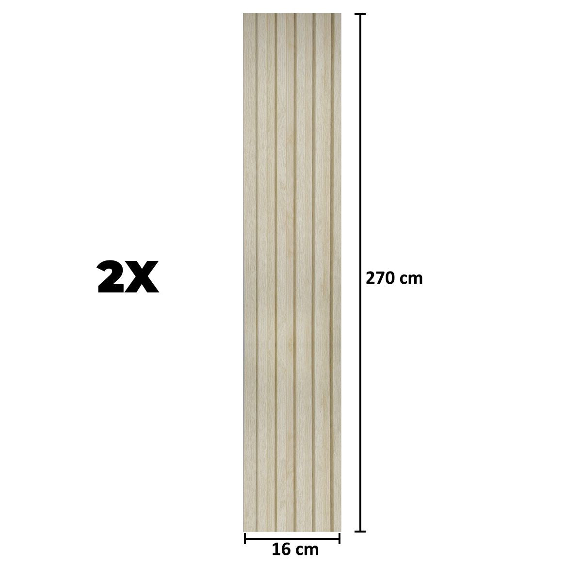 Set 2 panouri decorative, riflaj, polimer rigid, Naimeed D5496, 270x12x1cm, Crem