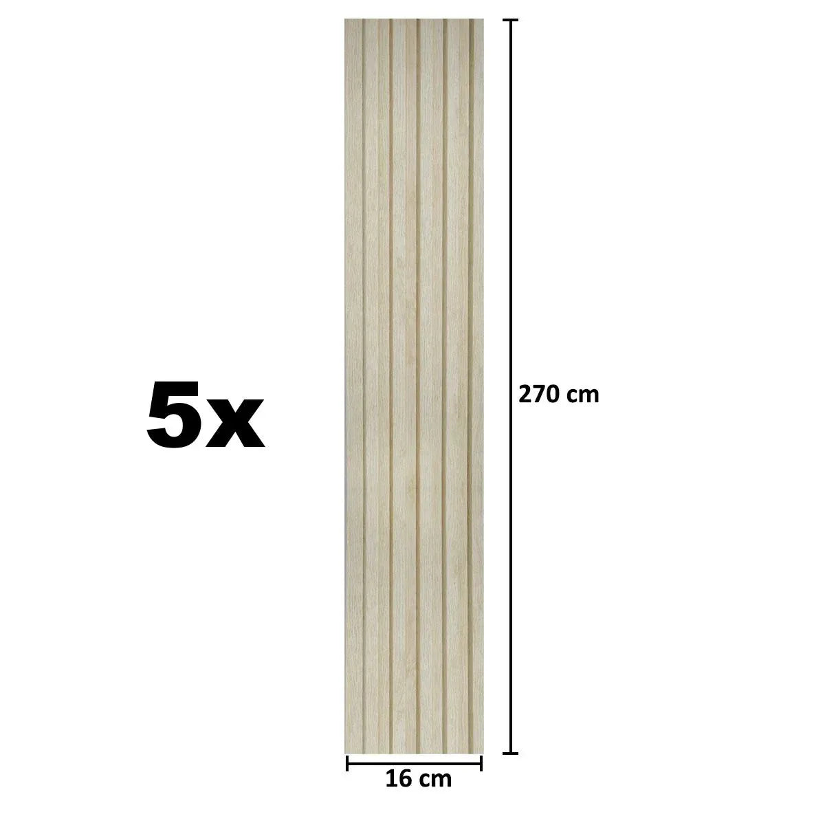 Set 5 panouri decorative, riflaj, polimer rigid, Naimeed D5496, 270x12x1cm, Crem - 221.ro