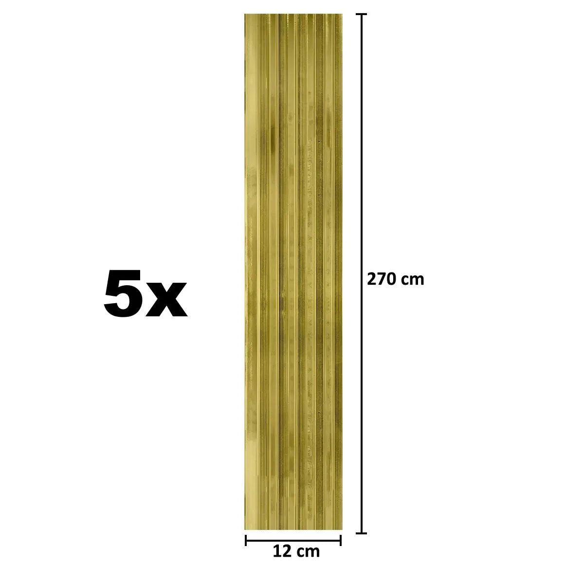 Set 5 panouri decorative, riflaj, polimer rigid, Naimeed D5498, 270x12x1cm, Auriu - 221.ro