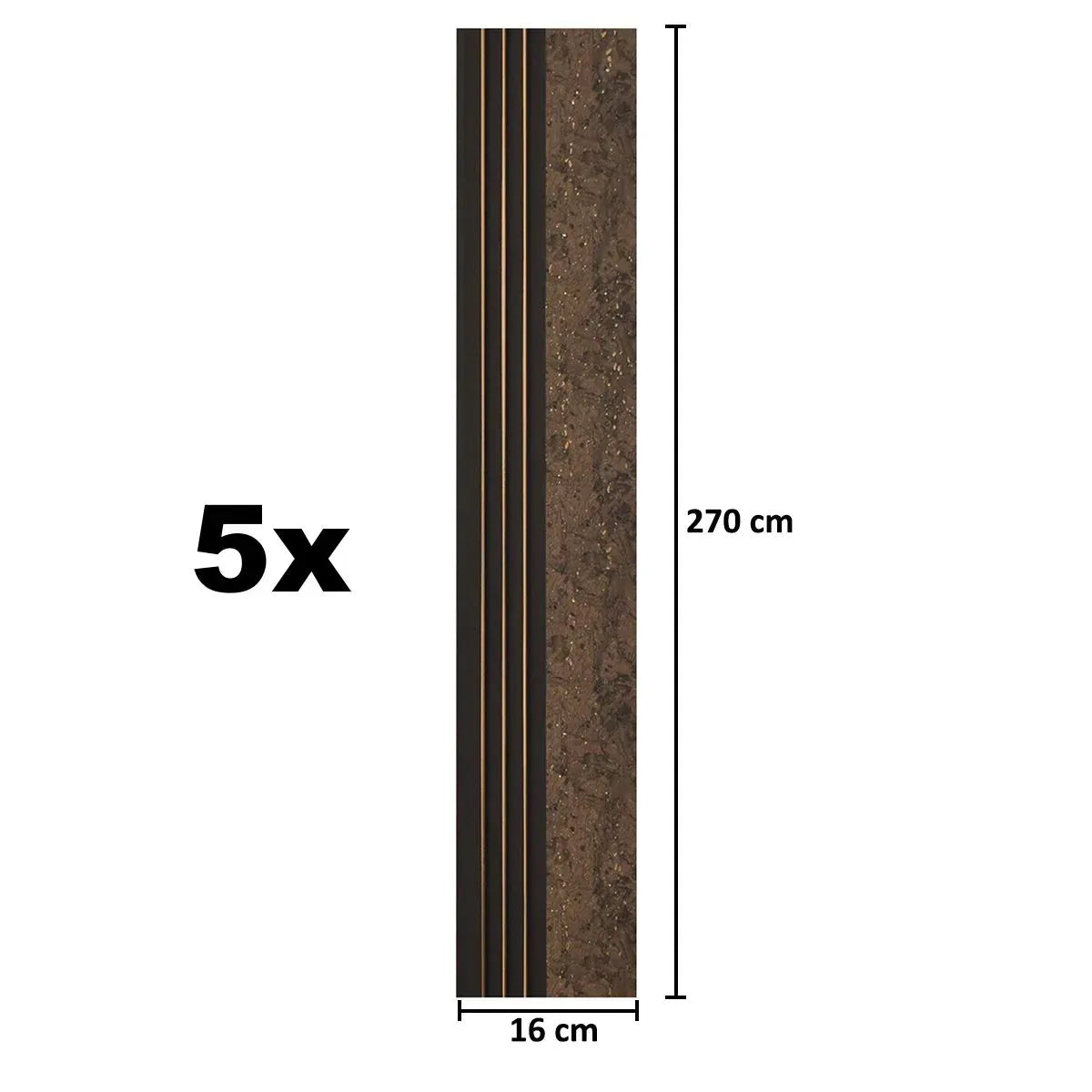 Set 5 panouri decorative, riflaj, polimer rigid, Naimeed D5502, 270x16x1cm, Maro - 221.ro