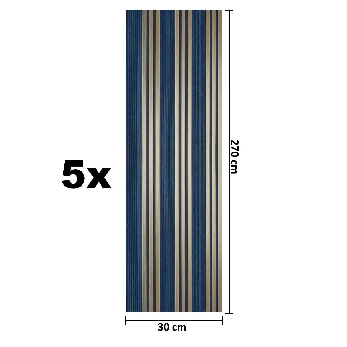 Set 5 panouri decorative, riflaj, polimer rigid, Naimeed D5508, 270x30x0.5cm, Turcoaz/Auriu - 221.ro