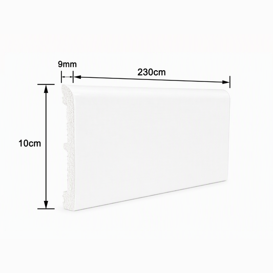 Plintă decorativă, polimer rigid, Naimeed D5513, Alb, 230 × 10 × 0.9 cm