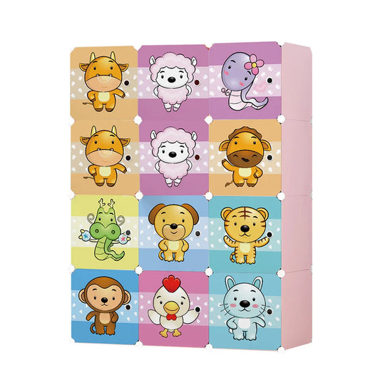 Dulap Modular Copii, 12 Usi, D5530, Roz - 221.ro