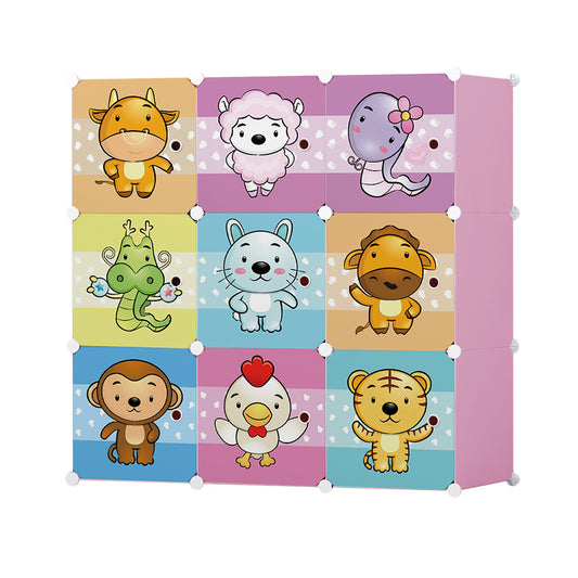 Dulap Modular Copii, 9 Usi, D5535, Roz